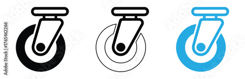 Modern caster wheel icon for smooth mobility and design,Caster wheel icon set isolated on white background vector,Cart trolley wheel icon symbol concept. Icons for web and mobile.