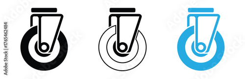 Modern caster wheel icon for smooth mobility and design,Caster wheel icon set isolated on white background vector,Cart trolley wheel icon symbol concept. Icons for web and mobile.