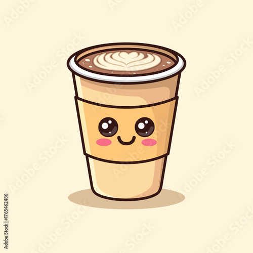 Kawaii cute coffee character vector design
