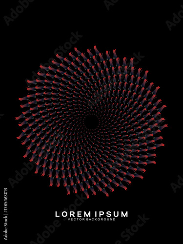 Music poster design background. Electro Sound Cover Template with dynamic abstract gradient circular geometric line shapes for t-shirt screen printing, technology, digital, party, festival and club.