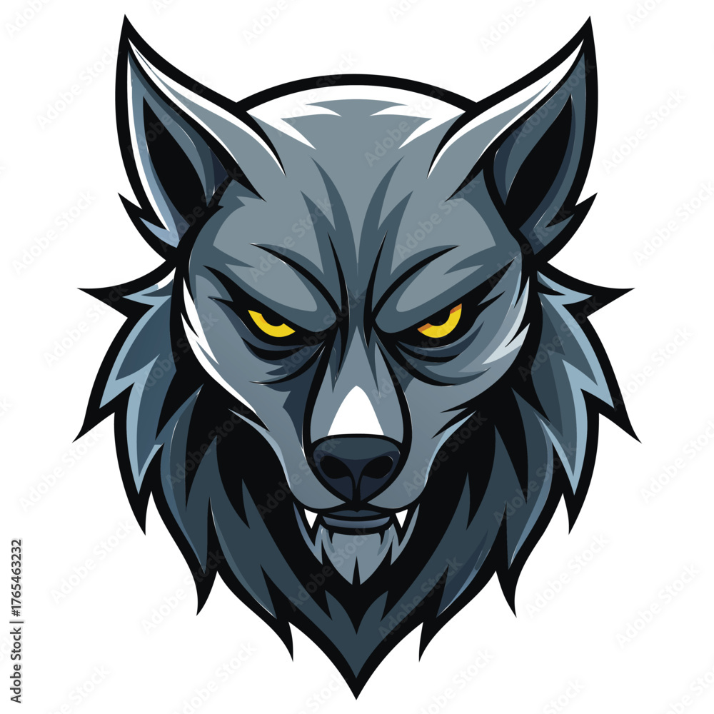 Fototapeta premium Generative Design Fierce Werewolf Head Mascot Growling Monster Logo Art