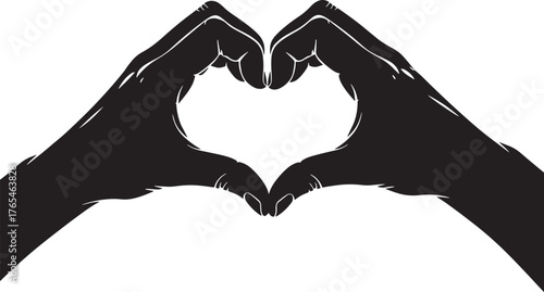 Two hands making a heart shape gesture silhouette