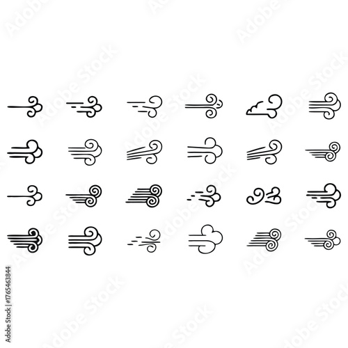 Generative Design Dynamic Wind Gust Motion Lines Minimalist Airflow Graphic