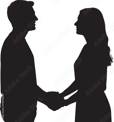 Man on one knee holding an open ring box proposal silhouette