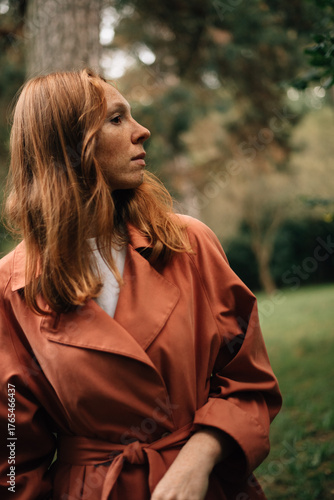 Portrait of a girl in a trench coat