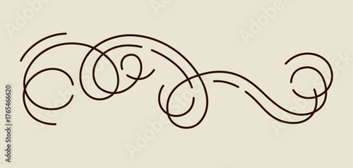 Decorative linear element. Vintage swirl filigree border.