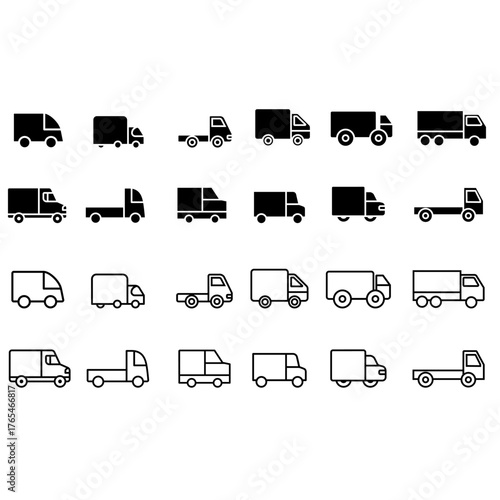 Truck vector icon set. Lorry illustration sign collection. Autotruck symbol or logo.