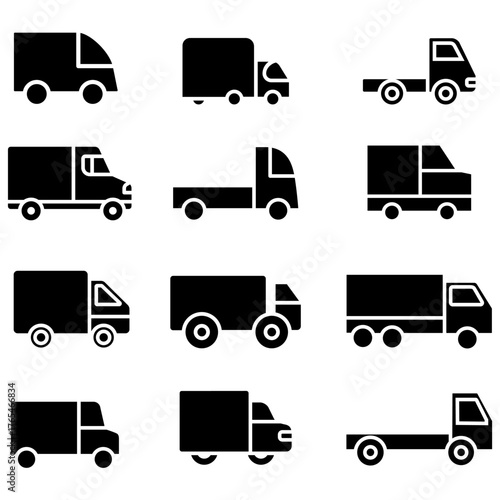 Truck vector icon set. Lorry illustration sign collection. Autotruck symbol or logo.