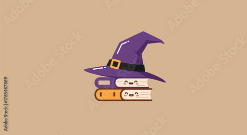 Magical Witchcraft - A Purple Hat and Books of Spells.