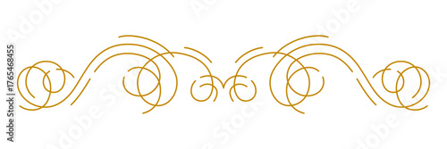 Decorative linear divider. Vintage swirl filigree border.
