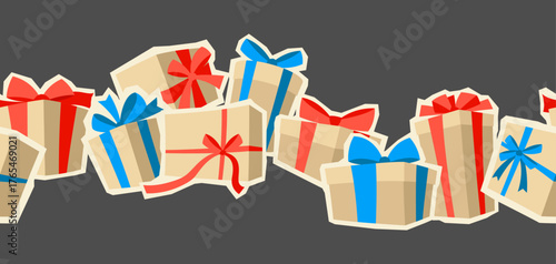 Background with gift boxes. Colorful presents for celebration, discounts or promotions.
