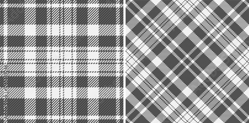 Plaid check tartan of texture background vector with a fabric textile seamless pattern. Set in monochrome colors for stylish oilcloth and other kitchen decor.