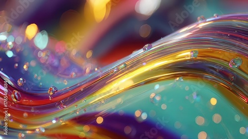 Wallpaper Mural Colorful Liquid Motion with Reflection in a Fluid and Vibrant Background Torontodigital.ca