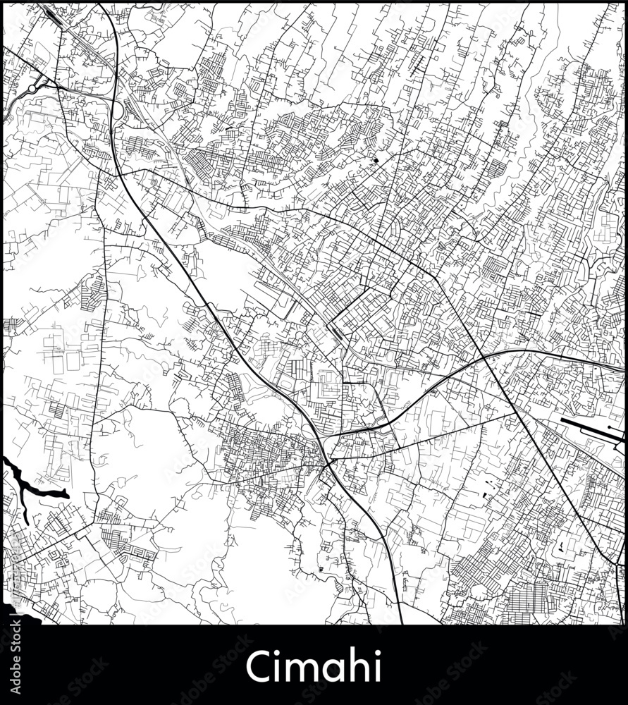 Fototapeta premium Cimahi city map, Indonesia - Topographic vector map poster