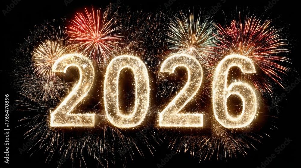 custom made wallpaper toronto digitalStriking Midnight Scene with Golden Digits and Fireworks Display for Celebration