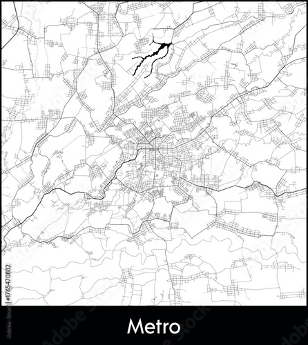 Metro city map, Indonesia - Topographic vector map poster