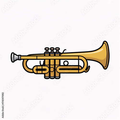 Shiny brass trumpet with three valves, ready to play vibrant melodies for jazz solos or orchestral performances