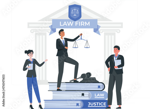 Successful business people teamwork concept with managers, graph, and finance illustration