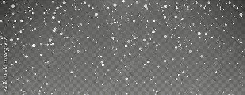 Falling Snow Background With Soft White Snowflakes On Transparent Background. Winter Christmas Snowfall Effect For Holiday Design. Vector Illustration