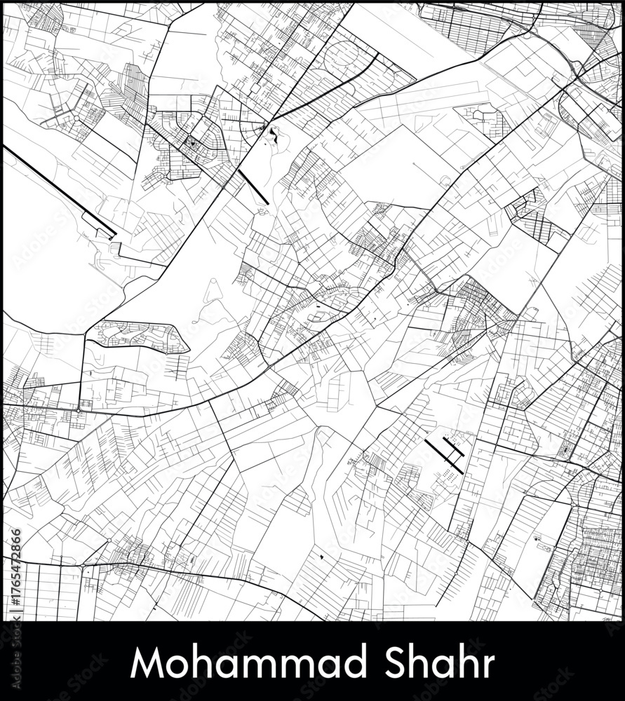 Fototapeta premium Mohammad Shahr city map, Iran - Topographic vector map poster