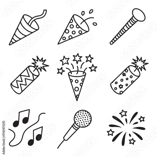 Festive doodle collection of party celebrations for special occasions drawing