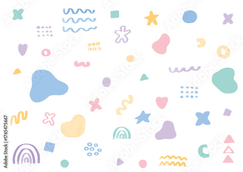 手描き水彩風可愛い抽象的な模様の背景素材