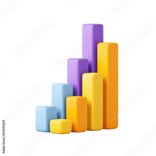Free Download Colorful 3d bar graph showing business growth isolated on transparent background financial success and investment concept design - GFXLoad