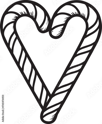 A whimsical illustration captures the charm of candy canes forming a heart. Evoking feelings of affection, sweetness and love with a clean lines and simple style.