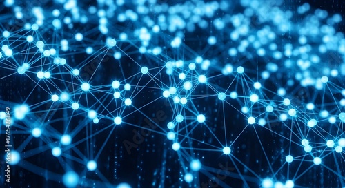 Wallpaper Mural Neural network visualization with blue glowing connections Torontodigital.ca