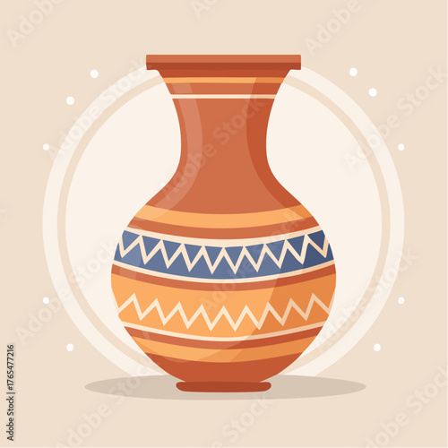 Vase africain stylisé isolé en design plat