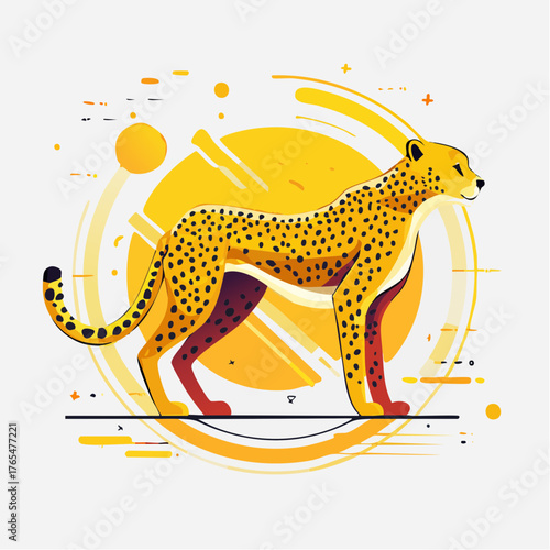 Icône vectorielle géométrique représentant félin rapide africain