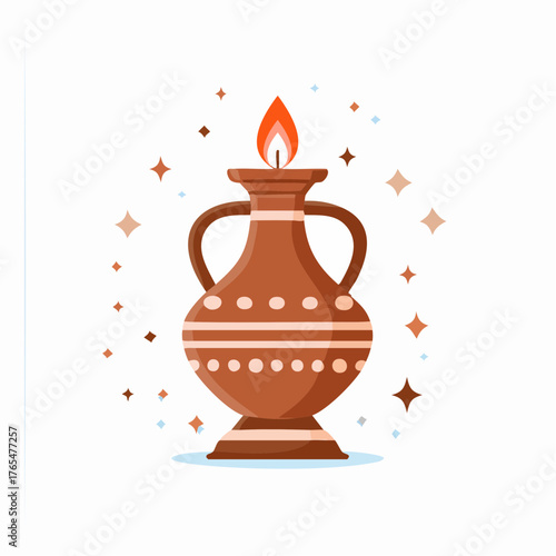 Lampe à huile africaine stylisée isolée en design plat