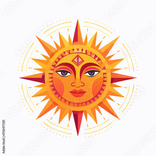 Illustration design plat de soleil ethnique africain