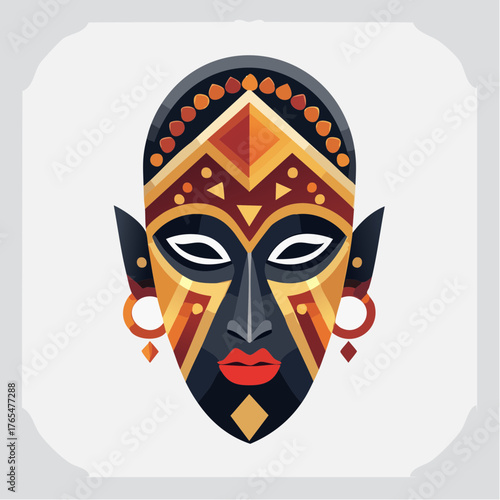 Masque tribal africain stylisé isolé coloré