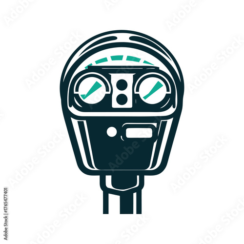 Expired Parking Meter Illustration, Time's Up A sky blue parking meter shows expired time on a cerulean field