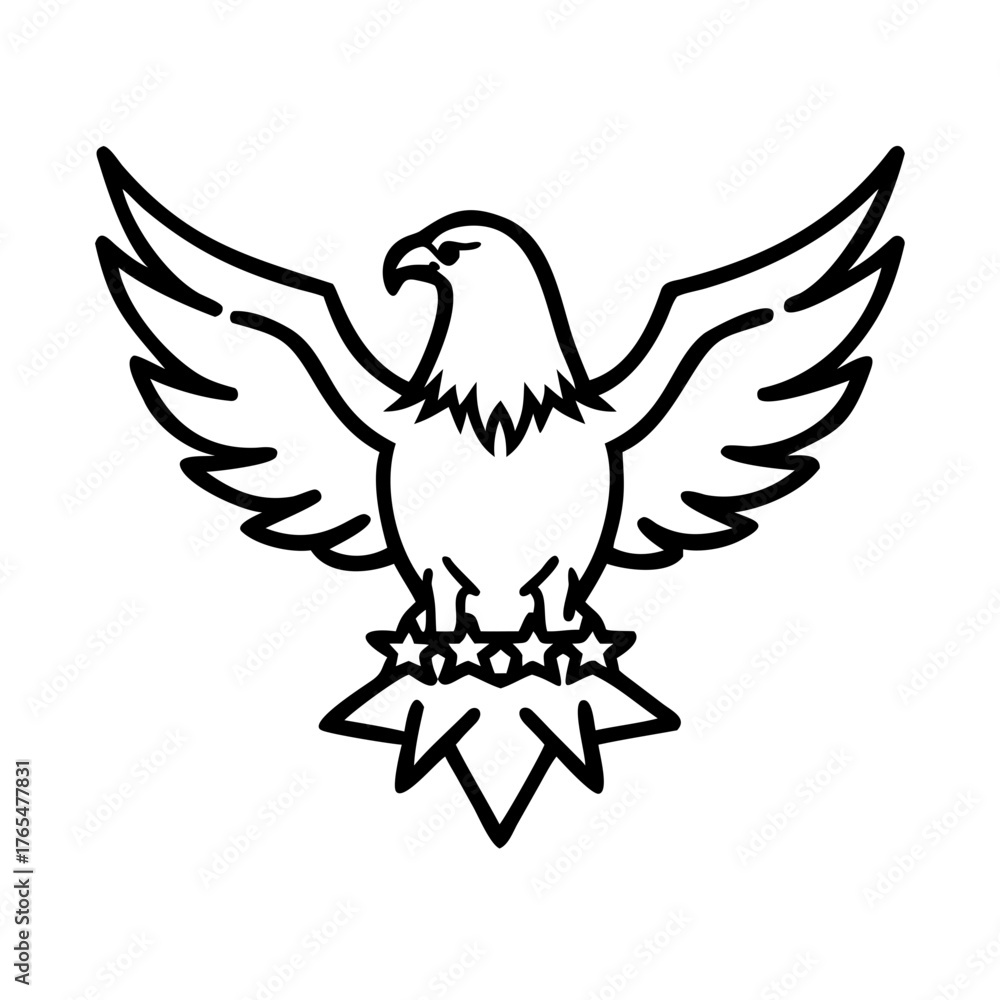 Obraz premium Eagle emblem with wings spread over stars for Veterans Day 