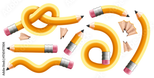 Flexible Realistic Yellow Pencil Set