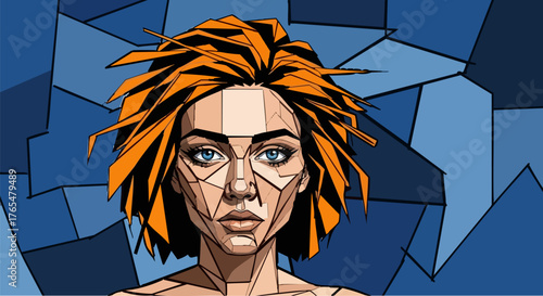 Stylized portrait of a woman with geometric features