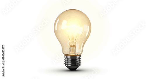 Lit Lightbulb with Filament and Metal Base, Energy Concept
