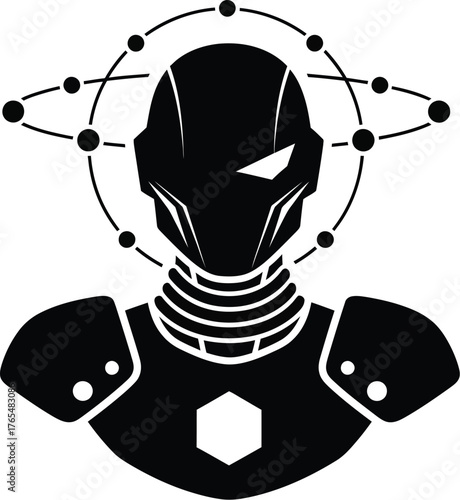 AI agent automation robot icon vector illustration. Agentic AI robot technology icon