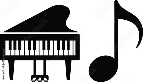 Piano and music notes