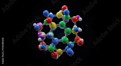 Molecular Structure Visualization - A Colorful and Detailed Scientific Representation.