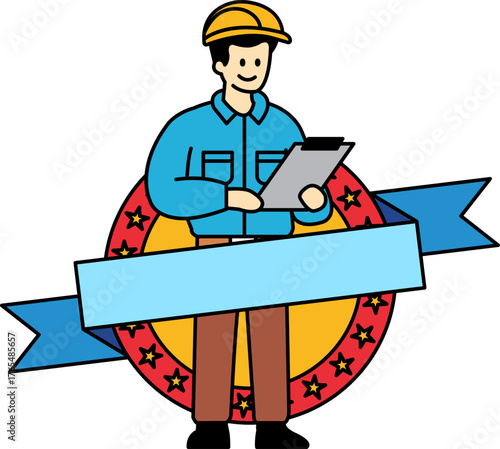 logotype of a foreman holding a clipboard