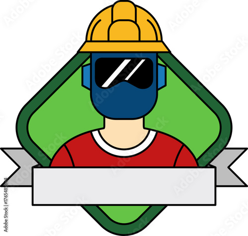 logotype of a Welder in Welding helmet