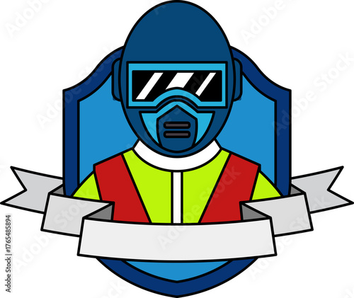 logotype of a Welder in Welding helmet