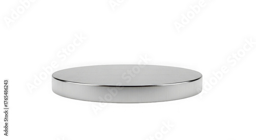 White cosmetic jar lid with silver trim isolated on transparent background