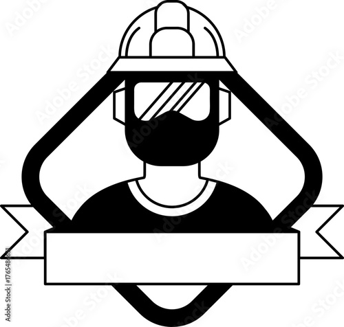 black and white logotype of a Welder in Welding helmet