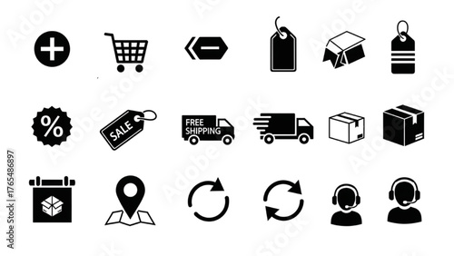 Comprehensive E-commerce and Online Shopping Vector Icons Set for Retail and Delivery Services