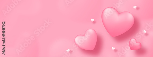 Paper art with heart on pink background. Love concept design for happy mother's day, valentine's day, birthday day. Banner and greeting template design.