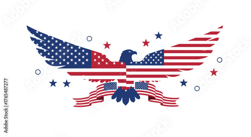 American Eagle with Flag Pattern and Stars.